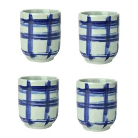 4Pcs Japanese Style Block Ceramic Teacups Small Straight Wine Glass 150ML