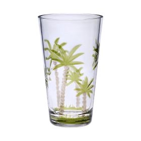 Palm Tree Design Acrylic Glasses Drinking Set of 4 Hi Ball (20oz), Plastic Drinking Glasses, BPA Free Cocktail Glasses, Drinkware Set, Plastic Water T