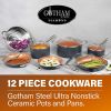 Diamond Pots and Pans Set Nonstick Cookware Set Includes Skillets Fry Pans Stock Pots, Dishwasher and Oven Safe12 Pcs