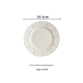 Hollow Relief Plate Afternoon Tea Tableware Dessert Plate Western Cuisine Plate Dim Sum Plate West Point Plate (Option: 8 Inch Embossed Hollow Plate)