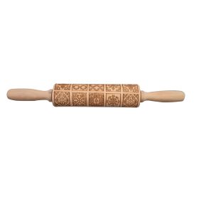 Christmas Reindeer Snowflake Pine Print Wooden Rolling Pin (Option: Roman Pattern-Large Size)