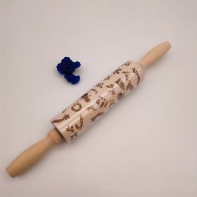 Christmas Reindeer Snowflake Pine Print Wooden Rolling Pin (Option: Bell Socks-Large Size)