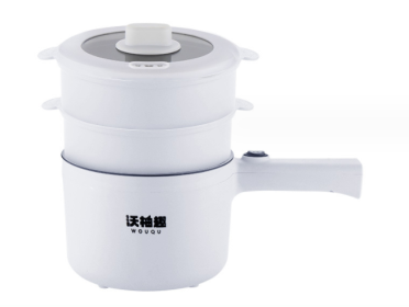 Home Integrated Noodle Cooking Intelligent Small White Pot Electric (Option: White-Single pot double steaming gri-CN)