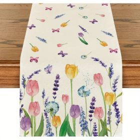 Linen Table Runner Pastoral Flowers Dining Decoration Tablecloths (Option: 03-33cm 183cm)