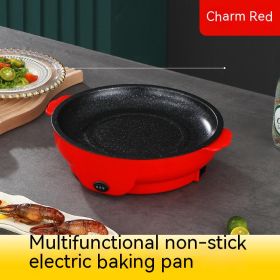 Takeaway Electric Baking Pan Mini Electric Griddle Household Non-stick Barbecue Oven Ingredients Supermarket Plate (Option: Charm Red-30cm-US)