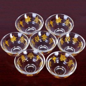 Synthetic Crystal Eight Auspicious Symbols Crystal Offering Water Bowl Eight Offerings Cup Bowl (Option: 9cm Complete Set)