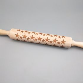 Christmas Reindeer Snowflake Pine Print Wooden Rolling Pin (Option: Five Pointed Star-Large Size)