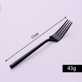 Stainless Steel Knife Fork And Spoon Set Hexagonal Forging (Option: Titanium Black Dessert Fork)