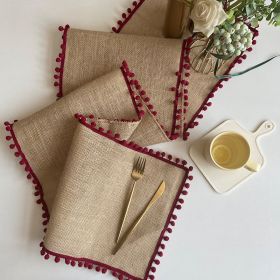 Table Decoration Jute Table Flag (Color: Red)