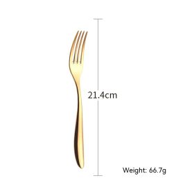 Stainless Steel Knife, Fork And Spoon Golden Western Tableware (Option: Golden Dining Fork)