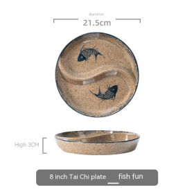 Ceramic Double Grid Eight Trigrams Mandarin Duck Dining Plate (Option: 8 Happy Fish Chopsticks Plate)