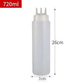 Plastic Sauce Squeezer Three Holes Jam Squeeze Bottle Sauce Bottle (Option: Three Hole White 24oz720ml)