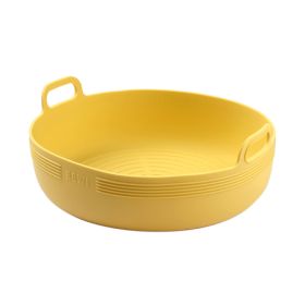 Air Fryer Bowl Silicone High Temperature Resistance (Option: Round Yellow)
