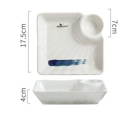 Japanese Creative Ceramic Dumpling Special Plate Comes With Vinegar Plate (Option: River snow)