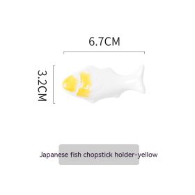 Japanese Ceramic Chopstick Holder For Storing Ceramic Household Utensils (Option: Fish shaped Peony yellow)