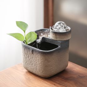 Desktop Water Wheel Small Fountain Ornament (Option: Grey-USB)