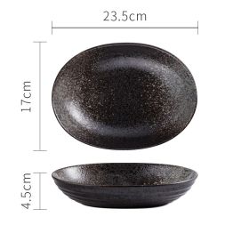 Creative Shaped Tableware With Large Irregular Ceramic Bowls (Option: Black rhyme)
