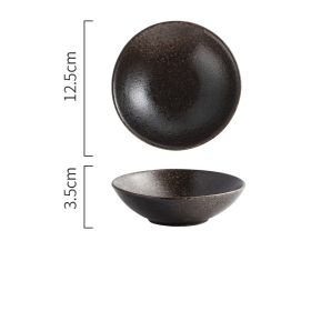 Japanese Style Small Round Shallow Bowl With Vegetable Seasoning (Option: Black rhyme)