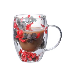 Real Flower Double Layer Glass Cup Borosilicate Simple (Option: D)