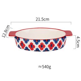 Creative Tableware For Household Ceramic Baking Bowls And Plates (Option: Oval Wine Red)