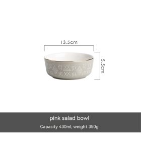 Hand-painted Light Luxury Underglaze Tableware Suit (Option: 55 Inch Beveled Edge Bowl-Gray)