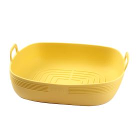 Air Fryer Bowl Silicone High Temperature Resistance (Option: Square Yellow)