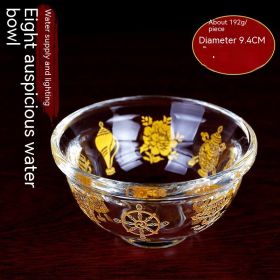 Synthetic Crystal Eight Auspicious Symbols Crystal Offering Water Bowl Eight Offerings Cup Bowl (Option: 9cm)