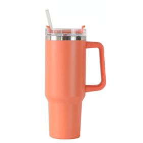 30OZ Straw Coffee Insulation Cup With Handle Portable Car Stainless Steel Water Bottle LargeCapacity Travel BPA Free Thermal Mug (Capacity: 1PC, Color: 30oz Orange)