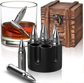 Whiskey Stones Gift Set, Cooling Whisky Rocks, Fathers Day Dad Gifts (Color: Silver)