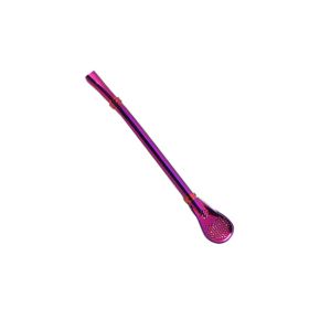 1pc Reusable Stainless Steel Straw - Creative; Multipurpose Spoon for Coffee; Milk; and More! (Color: Purple)