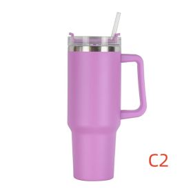 40 oz. With Logo Stainless Steel Thermos Handle Water Glass With Lid And Straw Beer Glass Car Travel Kettle Outdoor Water Bottle (Capacity: 1200ml, Color: C2)