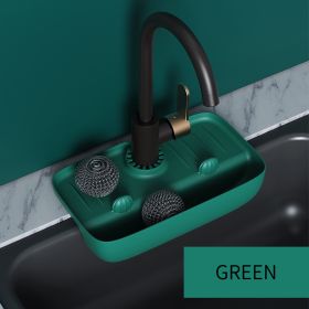 1pc Splash Guard For Sink Faucet; 10.63"x5.51"; Faucet Drain Rack; Super Absorbent Fast Drying Mat Sink Gadgets; Drip Catcher For Kitchen; Drain Stora (Color: Green)