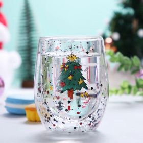 New Christmas tree cups are not afraid of heat and not hot hands double layer cups flow sequins Christmas cups holiday gift (default: default)