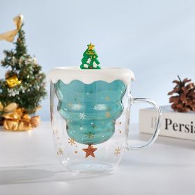 Christmas wishing cup ins cartoon double-layer cup cute gift with lid water cup household double layer Christmas glass cups (default: default)