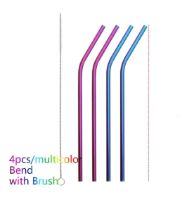 Colourful Reusable Stainless Steel Straws (Style: BEND, Color: Multicolor)