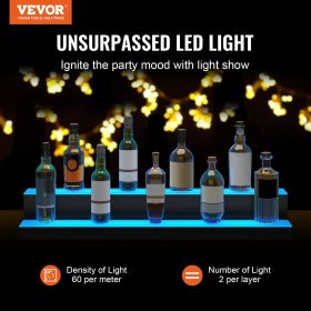VEVOR LED Lighted Liquor Bottle Display Bar Shelf RF & App Control (Layers: 2 Layer, size: 40 Inches)