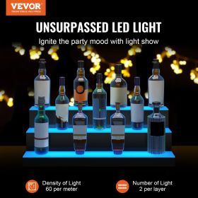 VEVOR LED Lighted Liquor Bottle Display Bar Shelf RF & App Control (Layers: 3 Layers, size: 30 Inches)