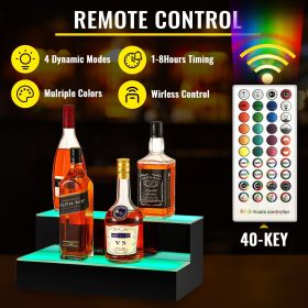 VEVOR LED Lighted Liquor Bottle Display Bar Shelf RF & App Control (Layers: 2 Layers, size: 20 Inches)