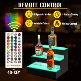 VEVOR LED Lighted Liquor Bottle Display Bar Shelf RF & App Control (Layers: 3 Layers, size: 16 Inches)