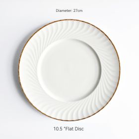 Golden Trim Bone China Western Cuisine Plate Household Dinner Plate Plate Dish Dishware Suit Combination Plate (Option: 10.5Inch Plate Dish)