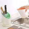 1pc Kitchen Utensil Holders Cutlery Drying Rack For Counter With Catch Pan And Drain Hole; Anti Tilting Kitchen Silverware Drainer Basket Sink