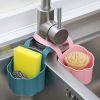 1pc Kitchen Sink Drain Rack; Soap Sponge Rack; Hanging Storage Basket; Bathroom Adjustable Faucet Rack Kitchen Accessories