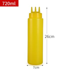 Plastic Sauce Squeezer Three Holes Jam Squeeze Bottle Sauce Bottle (Option: Three Hole Yellow 24oz720ml)