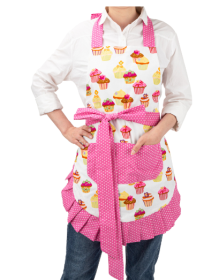 Printed Apron Antifouling Supermarket Overalls Women's Kitchen (Option: Cake Dots-Adult Style)