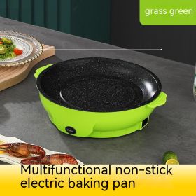 Takeaway Electric Baking Pan Mini Electric Griddle Household Non-stick Barbecue Oven Ingredients Supermarket Plate (Option: Grass Green-30cm-EU)