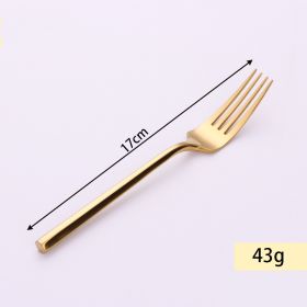 Stainless Steel Knife Fork And Spoon Set Hexagonal Forging (Option: Gold Dessert Fork)