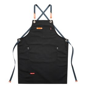 Denim Canvas Apron Restaurant Baking Barber Men's And Women's Work Clothes (Option: Black-Children's 57cm Long)